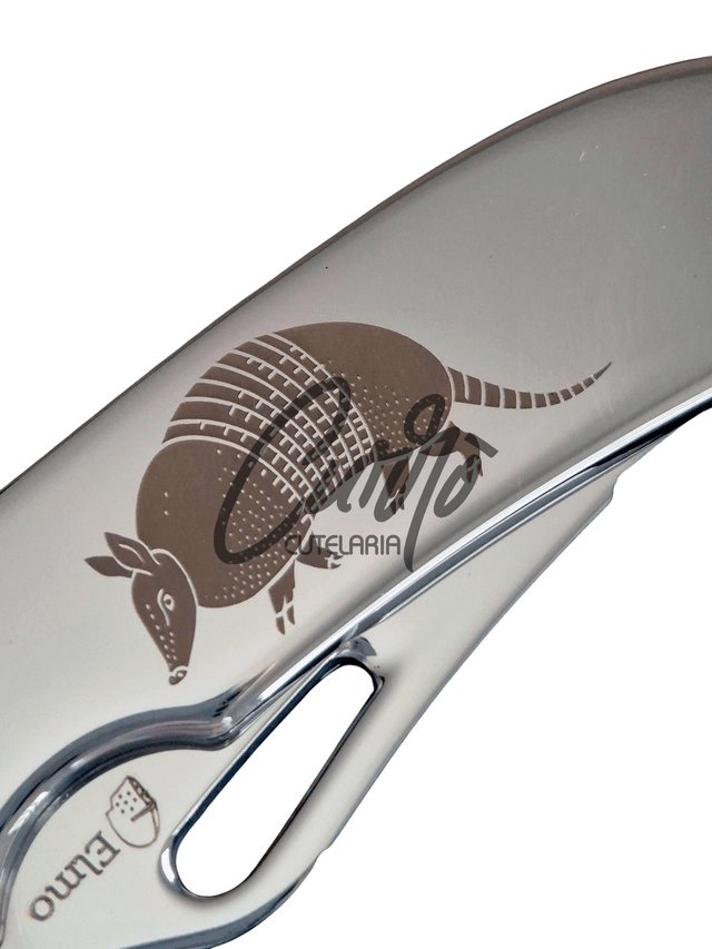 Canivete Monobloco Original Elmo Gravação Tatu com Clipe de Bolso Aço Inox 420hc