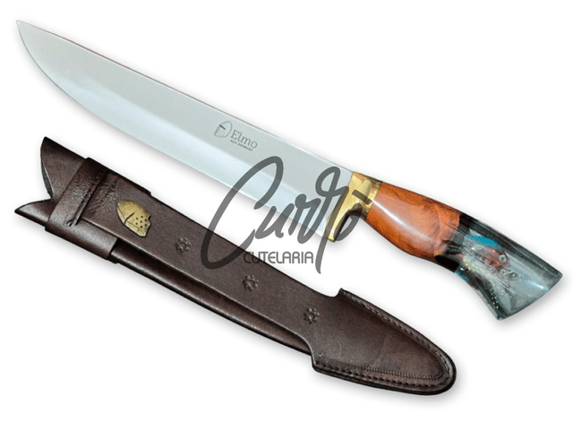 Faca Churrasco Elmo Cabo Híbrido Isca De Peixe Inox 9 Pol