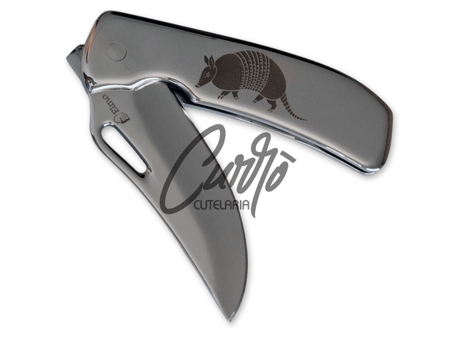 Canivete Monobloco Original Elmo Gravação Tatu com Clipe de Bolso Aço Inox 420hc