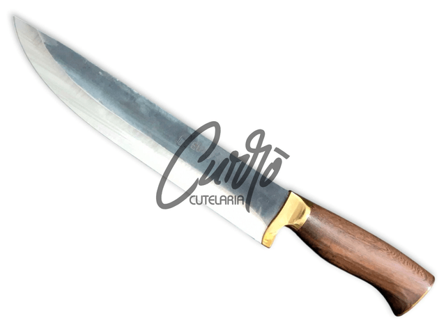 Faca Churrasco Elmo Brut Forge Cabo Madeira Nobre Bainha 9 Pol