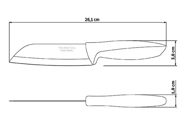 Faca Cozinha Santoku 5 Polegadas Tramontina Aço Inox E Pp