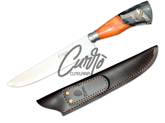 Faca Churrasco Elmo Inox Cabo Hibrido Madeira Resina 8 Pol