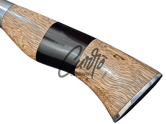 Faca Churrasco Elmo Inox Cabo Resina Tipo Madeira Chifre 9"