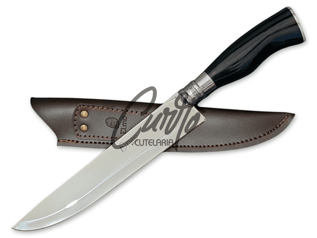 Faca Churrasco Elmo Aço Inox Cabo Resina Tipo Chifre 9 Pol