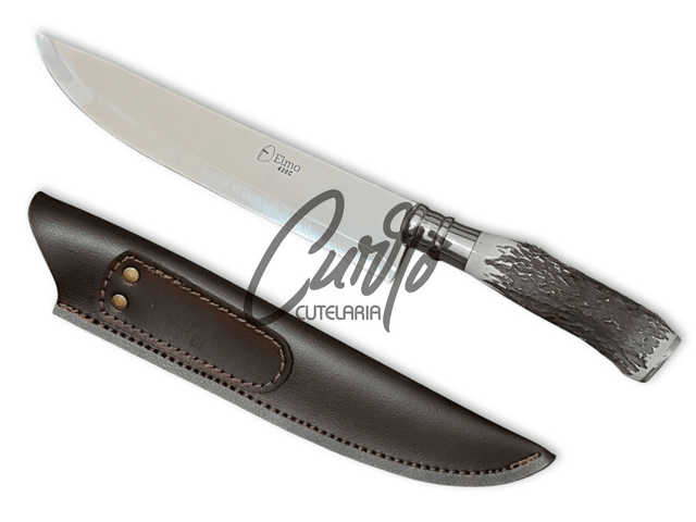 Faca Churrasco Elmo Aço Inox Cabo em Resina Tipo Cervo 9 Pol