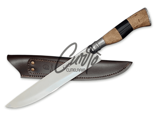 Faca Churrasco Elmo Inox Cabo Resina Tipo Madeira Chifre 9&quot;