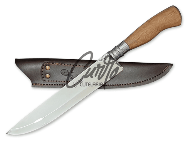 Faca Churrasco Elmo Aço Inox Cabo em Resina Tipo Madeira 9&quot;