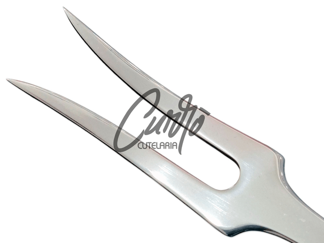 Garfo Churrasco Aço Inox Elmo Cabo Resina Tipo Chifre 8 Pol