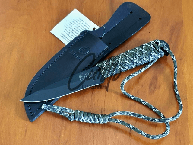 Faca Artesanal Floresta Nº1 Elmo Aço e Cabo em Paracord Verde/Branco