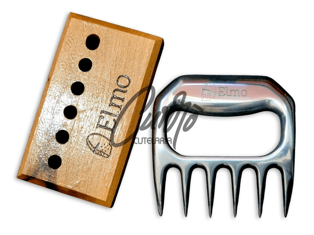 Garra De Urso Churrasco Elmo com Base de Madeira