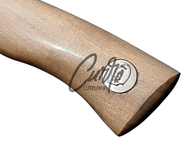Faca Churrasco Elmo Aço Inox Cabo Madeira 7 Polegadas Bainha