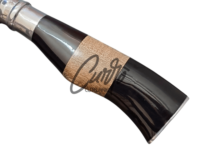 Faca Churrasco Elmo Inox Cabo Resina Tipo Chifre Madeira 9"