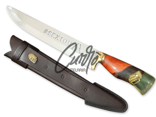 Faca Churrasco Híbrida Sextou Aço Inox Bainha 9 Polegadas