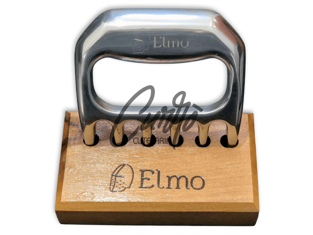 Garra De Urso Churrasco Elmo com Base de Madeira