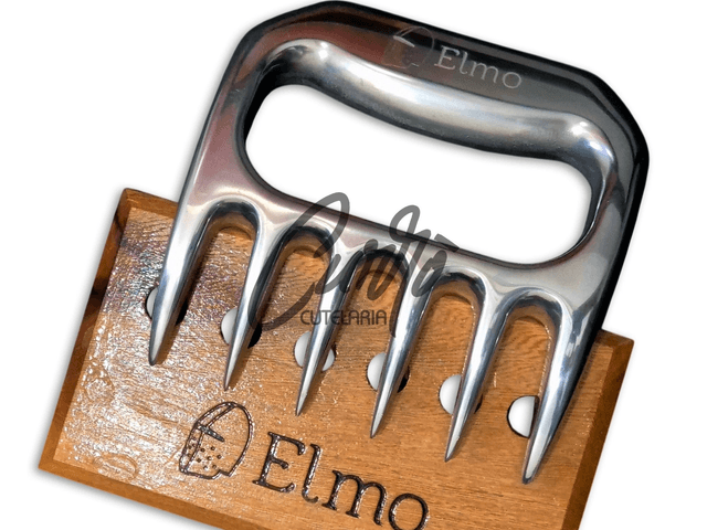 Garra De Urso Churrasco Elmo com Base de Madeira