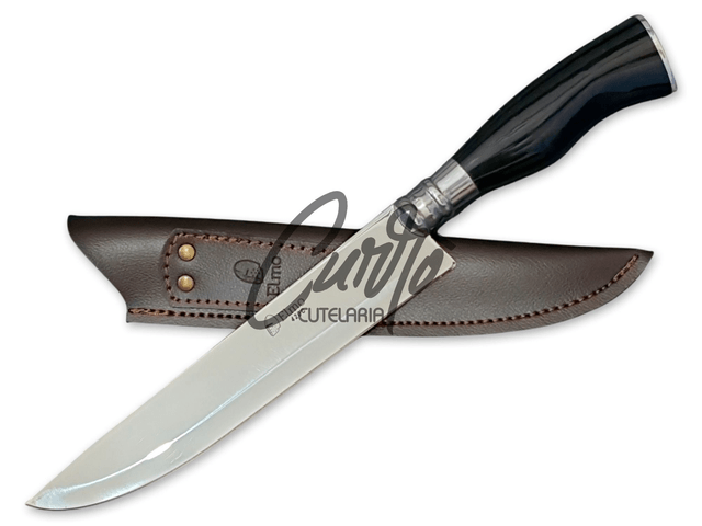 Faca Churrasco Elmo Aço Inox Cabo Resina Tipo Chifre 9 Pol