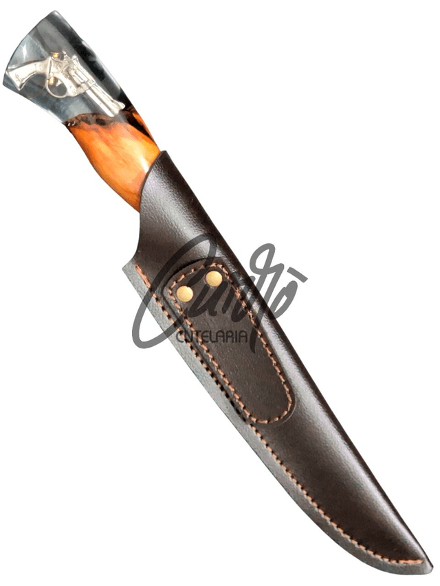 Faca Churrasco Elmo Inox Cabo Hibrido Madeira Resina 8 Pol