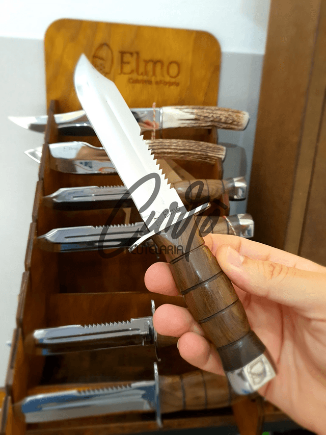 Faca Caçador Elmo Aço Inox com Cabo em Madeira Nobre Releitura Imbel