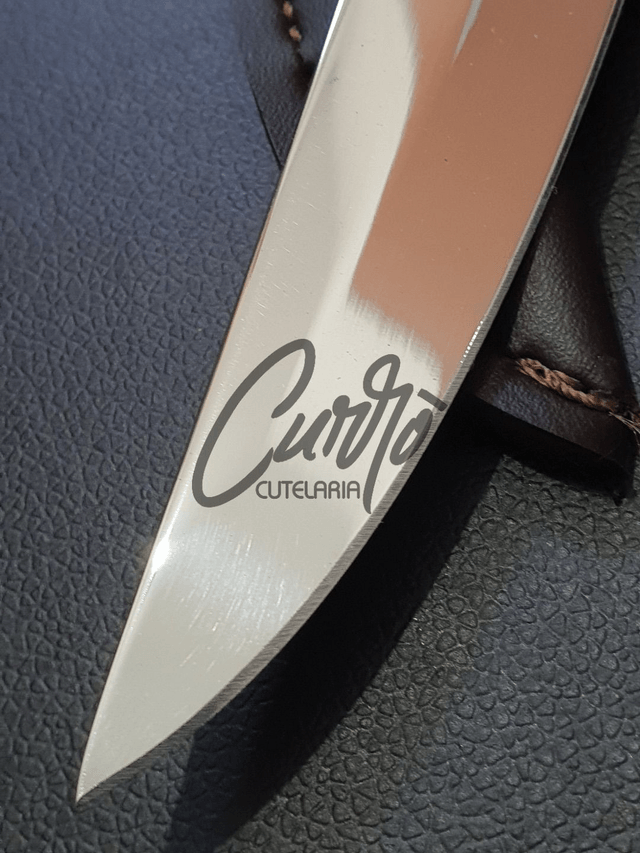 Faca Churrasco Elmo Aço Inox Cabo Madeira 7 Polegadas Bainha