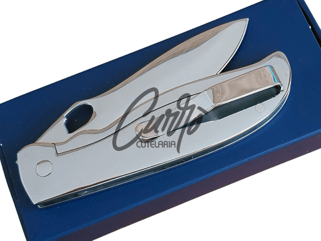 Canivete Elmo Aço Inox Espelhado Com Clip De Bolso Liso