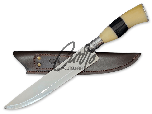 Faca Churrasco Elmo Inox Cabo Resina Tipo Osso e Chifre 9"