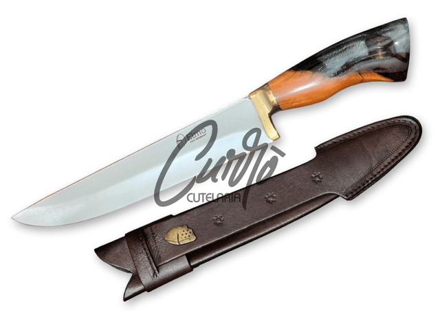 Faca Churrasco Elmo Cabo Híbrido Bala Aço Inox Bainha 9 Pol