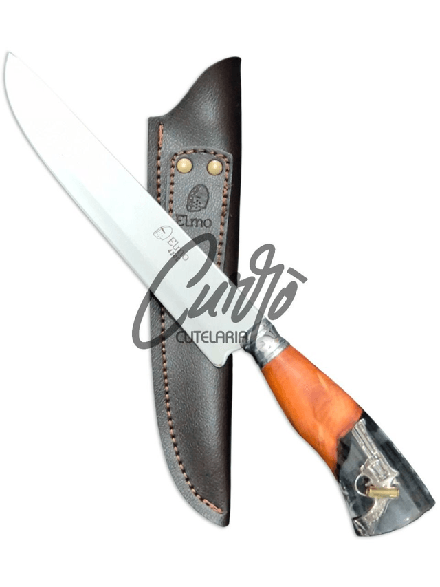 Faca Churrasco Elmo Inox Cabo Hibrido Madeira Resina 8 Pol