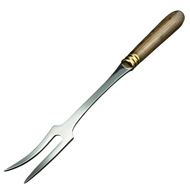 Garfo Churrasco Elmo Aço Inox Alemão Cabo Madeira 8 Pol