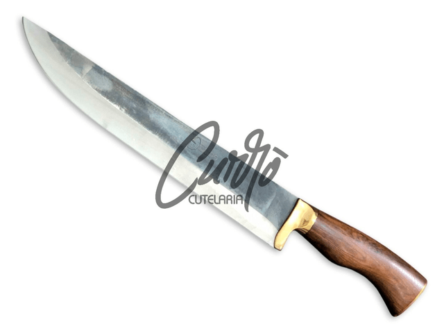 Faca Churrasco Elmo Brut Forge Cabo Madeira Nobre Bainha 10 Pol