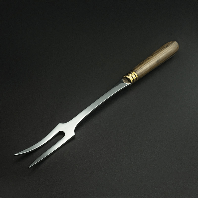 Garfo Churrasco Elmo Aço Inox Alemão Cabo Madeira 8 Pol