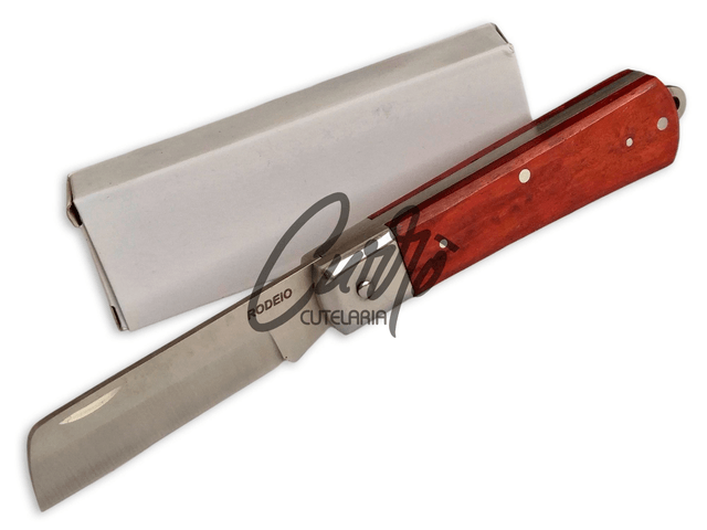 Canivete Pica Fumo Elmo Rodeio Aço Inox Madeira Nobre Edc