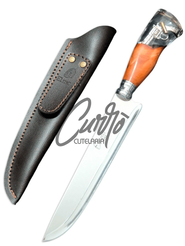Faca Churrasco Elmo Inox Cabo Hibrido Madeira Resina 8 Pol