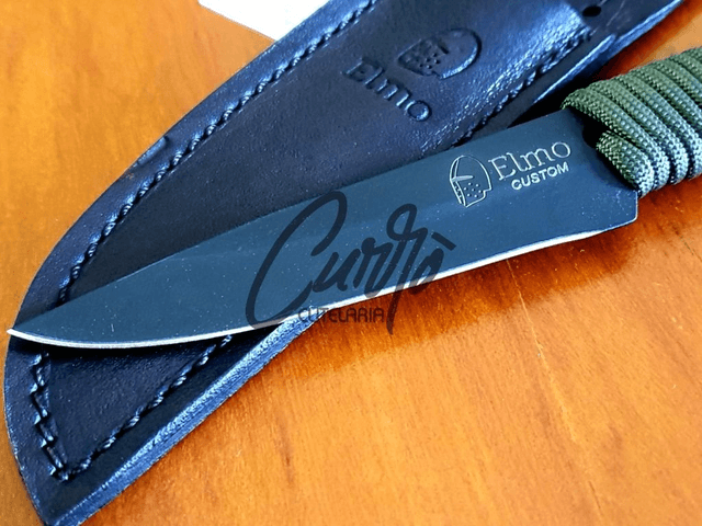 Faca Artesanal Floresta Nº1 Elmo Aço e Cabo em Paracord Verde