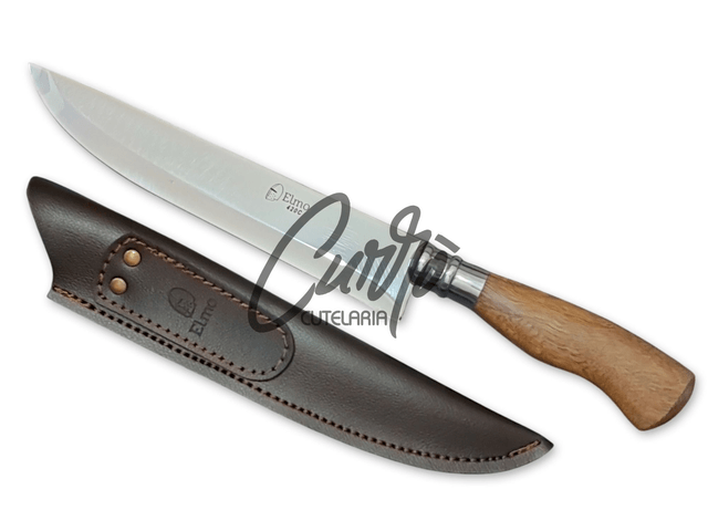 Faca Churrasco Elmo Aço Inox Cabo em Resina Tipo Madeira 9"