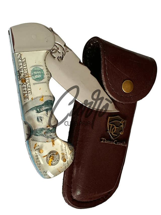 Canivete Artesanal Doma Crioula 4" 4mm Dollar com Bainha