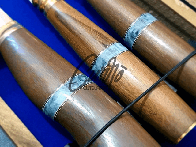 Conjunto Churrasco Elmo Faca Garfo Chaira Caixa Amadeirada 8"