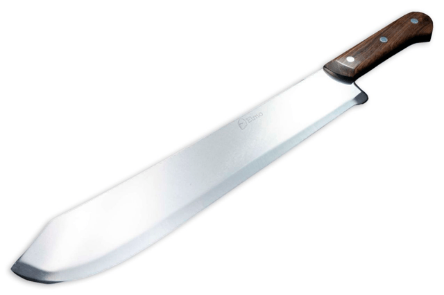 Facão Elmo Aço Inox Cabo Madeira Nobre 14 Pol Com Bainha